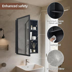 Mirror Medicine Cabinet with Large Capacity,Mirror Cabinet and Iron Medicine Cabinet for Bathroom,Living Room,Toilet 14 * 24 inch, Shatterproof Mirror Cabinet for Surface and Recessed Mount