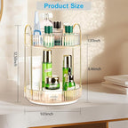 360 Rotating Makeup Organizer - Large Capacity Spinning Perfume & Cosmetic Skincare Holder for Vanity & Countertop (Vibrant Orange, 2 Tier)