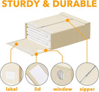 SpaceAid 6 Pack Bed Sheet Organizers and Storage, Foldable Sheet Organizer for Linen Closet, Sheets Set Folder Keeper with Window XL (Queen & King Size) Bedding Container (Beige, 6 Pack)