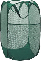 Pop Up Laundry Hamper, Reinforced Mesh Laundry Basket, Folding Clothes Storage Bin for Home, Dorm, Apartments, Travel (Green, Vertical)