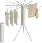 Tripod Clothes Drying Rack, Garment Rack Portable and Foldable Space Saving Laundry Drying Rack - Dryer Rack Clothing Floor Folding Balcony Bedroom Household (Silver(Aluminum), 12 rods)
