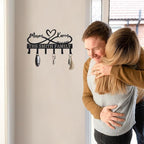 Personalized Metal Key Holder for Wall, Custom Infinity Heart Key Rack with Hooks, Wall Mounted Key and Coat Organizer for Entryway Bedroom, Housewarming & Wedding Gift (Design9)