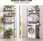 VEVOR Over The Toilet Storage, 3-Tier Adjustable Over Toilet Bathroom Organizer, Bamboo Storage Shelf Rack with 3 Hooks, Freestanding Easy Assembly Laundry Space Saver, Fit Most Toilets, White