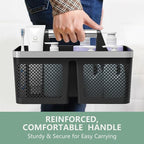 Black Shower Caddy Portable: Plastic Bathroom Caddy Organizer with Handle and Holes, Cleaning Caddy, Hard Shower Basket Storage Tote for Toiletry, College Dorm Room Essentials for Men