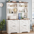 SEDETA 2 Drawer File Cabinet with Lock, Wood Filing Cabinet fits Letter, Legal, A4 Size, Hanging File Folders, Farmhouse File Cabinets for Home Office with Adjustable Storage Shelf, White