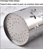 Utensil Holder for Kitchen Counter, Stainless Steel Cooking Utensils Crock, Spoon and Fork Metal Flatware Canister, Countertop Utensil Organizer for Spatulas, Ladles, Cutlery & Tableware Storage