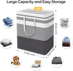 HomeHacks Large Laundry Basket, Waterproof, Freestanding Laundry Hamper, Collapsible Tall Clothes Hamper with Extended Handles for Clothes in The Dorm and Family-(Gradient Grey, 125L)