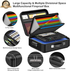 COLCASE Fireproof Document Box with Lock, Hard Fireproof Waterproof Box Creative Hard-Shell Design Fireproof Safe Box Document Organizer for Important Documents Certificates Laptop Passports Black