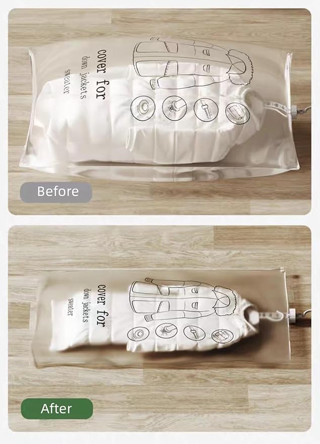 Hanging Space Bags Vacuum Storage Bags for Clothes, Dress, Winter Coats, 6 Pack 53.1x27.6 inch, Large Reusable Garment Protector