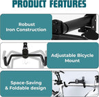 Foldable Bike Wall Mount 1-Pack, Space Saving Horizontal Bike Rack with Adjustable Hanger and EVA Covers, Includes Screws for Garage, Indoor, or Shed