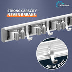 reliahom Broom Holder Wall Mount, 2 Pack 5 Racks with 4 Hooks Silver - Mop Storage Tool Racks, Broom Hanger Tool Organizer for Garage, Kitchen, Garden, Laundry Room