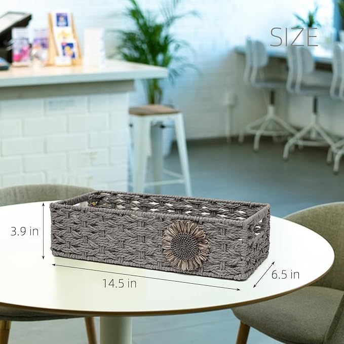 Toilet Paper Basket for Tank Top Bathroom Baskets for Organizing Bathroom Tray for Counter Storage Basket for Bathroom Organizer-Gey, Grey