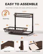3 Pack Under Sink Organizer, Multi-Purpose 2 Tier Pull-Out Metal Under Kitchen Sink Organizer, Height Adjustable Storage Shelves for Kitchen Bathroom Cabinet (Brown)