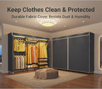 VIPEK V5LC Garment Rack Heavy Duty Covered Clothes Racks with Dimmable LED Light 3000K Warm White, Portable Closet Wardrobe Freestanding Clothing Racks for Hanging Clothes, Black Rack with Black Cover