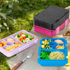 Bento Lunch Box for Kids, Plastic Lunch Box Case, 5/6 Tritan Compartments, BPA free, deal Portion Sizes for On-the-Go Meal, Shiny Black and Clear