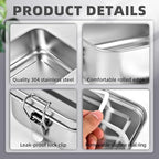 4 PCS Stainless Steel Bento Box 1400ml, Metal Bento Box, Metal Lunch Box, Food Containers, Stainless Steel Lunch Container for Home, Work, Camping