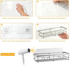 Adhesive Shower Caddy, Large Capacity Shower Racks for Inside Shower, No Drill Bathroom Shower Organizer and Storage, 2 Pack Silver Bathroom Shelves, Home Decor Rv Accessories, Apartment