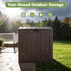 Outdoor Storage Box - 30 Gallon Waterproof Resin Deck Box, Lockable Patio Storage Bench for Package Delivery, Cushions & Garden Tools, UV Resistant (Brown)
