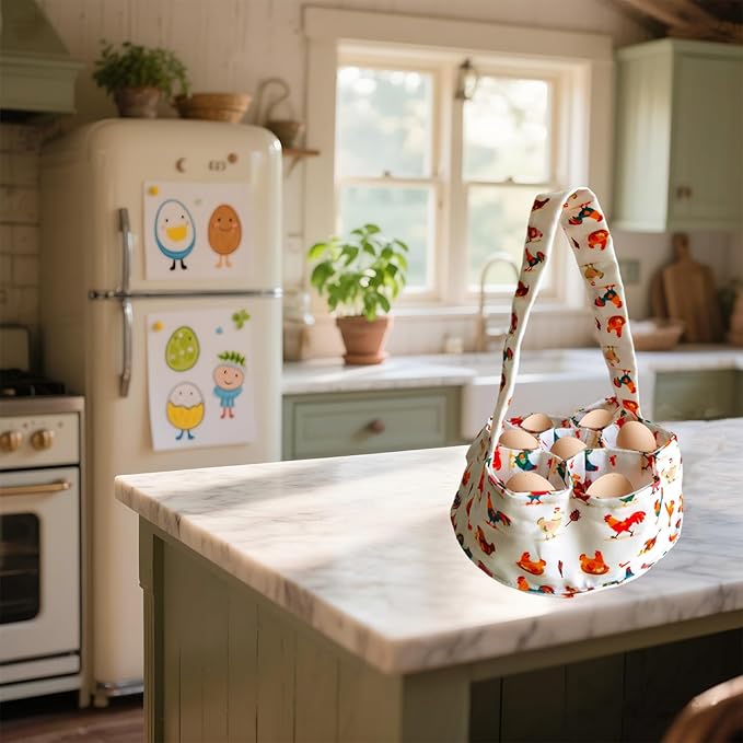UKJENT Egg Collecting Basket 2 Pack, 7 Pouches Chicken Egg Gathering Basket, Machine Washable, Hold Different Size Eggs Collection Carrier Bag, Duck Goose Quail Fresh Eggs Collector, Farm & Home Use