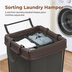 160L Laundry Hamper with Wheels and Handle, 2 Section Large Rolling Laundry Basket Bag with Wheels, Clothes Hamper Cart for Laundry, Bedroom, Bathroom and Dorm
