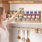 Expandable Can Rack Organizer for Pantry, 3-Tier Adjustable Acrylic Can Storage Holder, Holds Up to 24 Cans, Canned Food Organizer for Cabinet, Countertop, Kitchen