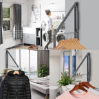Retractable Clothes Drying Rack Wall Mounted, Foldable Space-Saving Hanger for Laundry Room/Bathroom/RV - Stainless Steel/Aluminum (Grey)