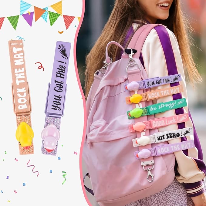Kigeli 30 Pcs Spirit Clips Cheer Pins Cheerleader Gifts Clothes Pins for Backpacks Competition Glittered for Team Cheer Gifts Stuff Supplies Party Favors Accessories Bulk(Macarons,Duck)
