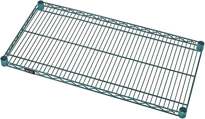 Quantum 1230P 30" Epoxy Coated Wire Shelf with Adjustable Foot Levelers | Modular Shelving System Accessory for Commercial Restaurant Warehouse and Office | 800 lbs Capacity | 30"W x 12"D, Green, NSF