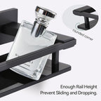 LANC Black Bathroom Shelves Glass Shelf 20-Inch Floating Tempered Glass Shelf Rectangular Modern Stainless Steel Wall Mounted Shelves for Shower Bathroom Kitchen Organizers Accessories ，A7613AB