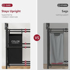 Tajsoon Laundry Sorter with Hanging Rack, 5 Sections Laundry Sorter with Lockable Wheels and Removable Bag, Removable Basket Organizer for Bedroom, Bathroom, Black