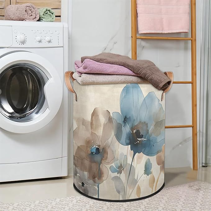 TropicalLife Collapsible Laundry Basket Large Laundry Hamper Waterproof Storage Bins with Leather Handles Clothes Nursery Hampers (Multicolored 5)