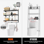 Over The Toilet Storage, 23.8" Lx8.46 Wx23.8 H, 3-Tier Adjustable Metal Bathroom Organizer Expandable Over Toilet Storage, Floating Heavy Duty Bathroom Storage, Space Saver w/Hanging Rod-Black