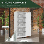 Greenvelly 73" Storage Cabinet with Wheels, Rolling Metal Cabinet with Locking Doors and Adjustable Shelves, Steel Tool Cabinet for Home Office, Garage, Warehouse, White(32" W x 16" D)