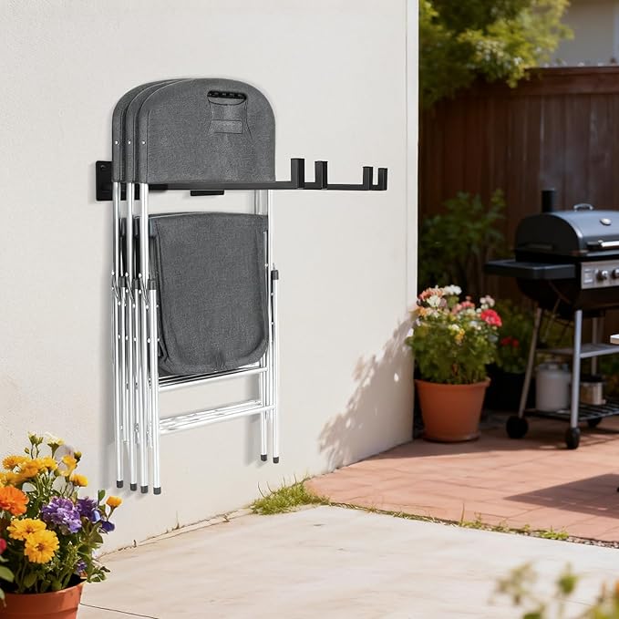4 Pack Folding Chair Storage Rack,Folding Chair Rack,garage organizer wall mount,tool hangers for garage wall
