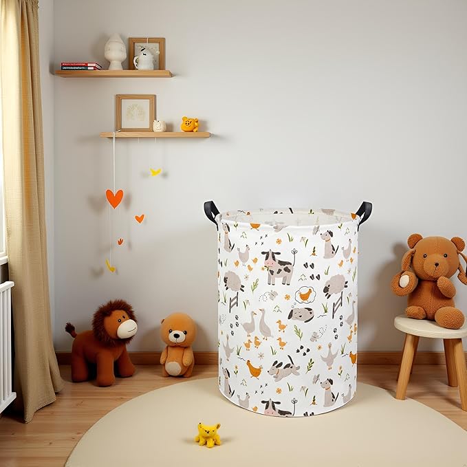 Baby Laundry Basket Kids Hamper Toy Storage Bin for Boys Room Decor Baby Nursery Hamper Gift Baskets for Bedroom Bathroom(Farm)