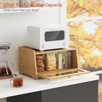 Wood Bread Box for Kithcen Countertop, Rustic Breadox Storage Container for Homemade Bread, Small Compact Bread Keeper Holder Organizer with Window (Natural Bamboo)