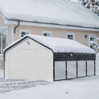 Carports Canopy Heavy Duty, Fully Enclosed Metal Garage with Sidewalls (12x20, White)
