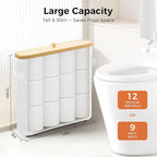 MinBoo Toilet Paper Basket, Storage with Lid, Toilet Paper Organizer for Bathroom, Free Standing Toilet Paper Holder with Storage,White