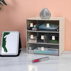 Desktop Storage Drawers, Plastic Desk Organizer with 1 Large Drawer, Modular Stackable Toolbox Units for Office Stationary, Makeup Container, Bathroom Countertop (1 Tall Layer, Cream & Clear)