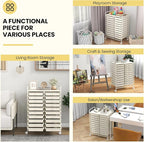 COSTWAY 20-Drawer Rolling Storage Cart, Utility Storage Organizer Cart for Tools, Scrapbook, Paper, Craft, Multipurpose Storage Trolley on Wheels for Home Office School, Ivory White