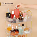 Aveniee Bathroom Counter Organizer, 3 Tier Perfume Skin Care Countertop Storage Shelf, Vanity Makeup Tray for Cosmetic Skincare Lotion,Clear