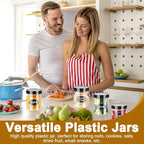 16oz Clear Plastic Jars With Lids,Plastic Jars With Lids,Airtight Container Ideal For Dry Food, Peanut Butter, Honey Jam,Cream, Bathroom and Storage(set of16)