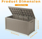 Outdoor Storage Box Waterproof, 200 Gallon Lockable Resin Large Deck Box, Patio Storage Bin for Pool Accessories Cushion Furniture, Garden Tools, UV-Resistant Outside Delivery, Grey
