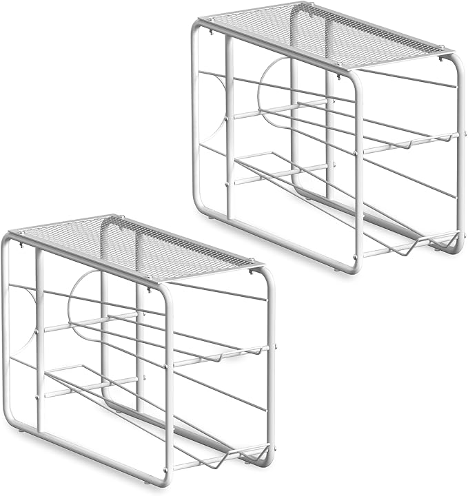 MOOACE 4 Pack Can Organizer for Pantry, Stackable Soda Can Dispenser Rack, Pantry Organizer Canned Food Storage Holder for Kitchen Refrigerator Cabinet, White