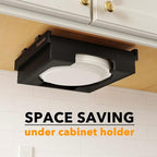 SpaceAid 10-inch Paper Plate Dispenser (Need 11.3 Inches Deep Cabinet Space) Under Cabinet Bamboo Plates Holder, Kitchen Vertical Dipensers Caddy, Black