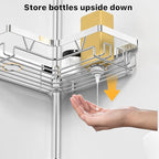 KEGII Corner Shower Caddy Tension Pole - Chrome 4-Tier Adjustable Shower Tension Rod Organizer with Hooks & Soap Holders, 25-114.2 Inch Stainless Steel Shower Storage Rack for Renters & Family