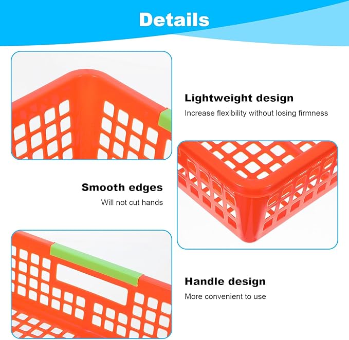 6 Pack Large Plastic Classroom Paper Organizers, Turn in Trays Classroom,Paper Trays for Classroom, Book Baskets for Library, Drawers, Office, Home (13.6 x 10 x 3.1 Inch)