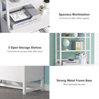 Tribesigns 2 Drawer Vertical File Cabinet with Lock & Bookshelf, Letter Size Large Modern Filing Cabinet Printer Stand with Open Storage Shelves for Home Office, White