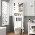 Over The Toilet Storage Cabinet, Bathroom Organizer with Adjustable Shelves and Anti-Tip Device, Space-Saving Storage Solution, White