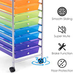 GOFLAME 10-Drawer Rolling Storage Drawer Cart, Utility Cart with Removable Drawers & Metal Frame, Mobile Art Craft Drawer Cart with Lockable Wheels for Home, Office, Studio, School, Rainbow